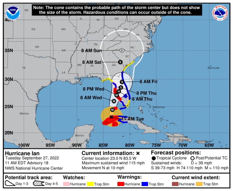 Hurricane Ian – Updated , Sept. 27